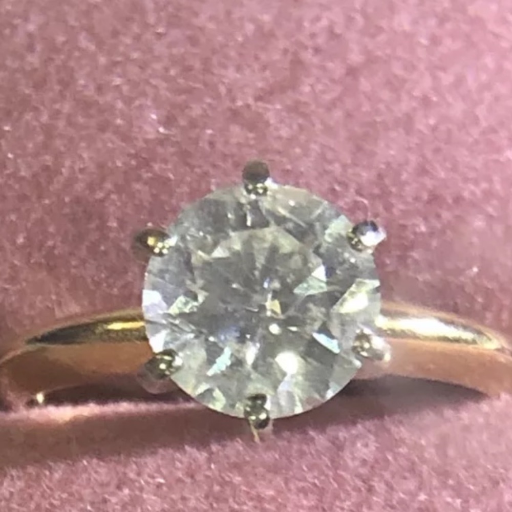 Diamond Solitaire 14K Yellow Gold Ring 2.02 Ct Sz6